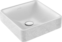 Раковина Jacob Delafon Vox EVG102-PT5 накладная, карта Парижа, 40x40 см, белая