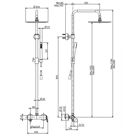 душевая система fima carlo frattini flo' f3805/2cr хром