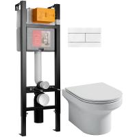 Комплект унитаза с инсталляцией Jacob Delafon Elite E21755RU-00 с сиденьем микролифт и Белой клавишей смыва 344469