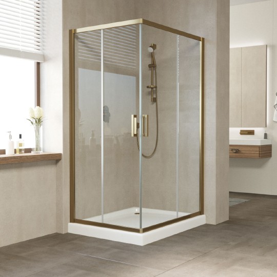 душевой уголок vegas glass za-f 100*80 05 02 профиль бронза, стекло шиншилла