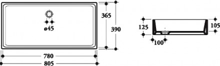 раковина встраиваемая снизу 80 см disegno ceramica box bx08000001