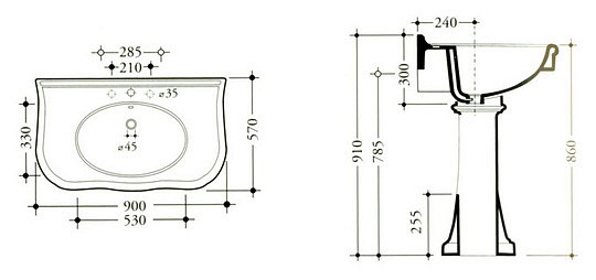 раковина подвесная disegno ceramica paolina pa09057301
