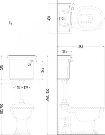 бачок низкий для унитаза devon & devon westminster ibczwes