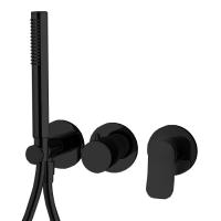 Смеситель Fima Carlo Frattini Flo F3819WX8NS для душа, встраиваемый, с ручным душем, с переключатем на 2 выхода, чёрный матовый