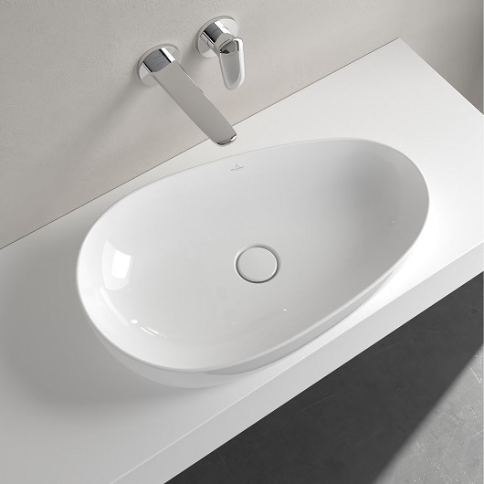 раковина villeroy & boch antao 4a7465r1 накладная, 65x40 см, альпийский белый с покрытием ceramicplus