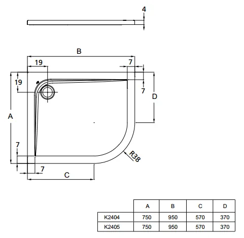 душевой поддон ideal standard ultraflat k240501 95x75