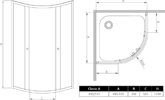 душевой уголок radaway classic a 90×90×170 прозрачное