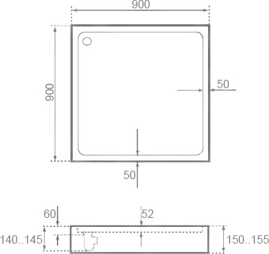душевой поддон bas/good door аполло 90×90 пн00007