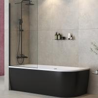 Шторка на ванну Cezares Liberta 90 LIBERTA-V-1-TB-90/155-C-NERO профиль Черный матовый стекло прозрачное