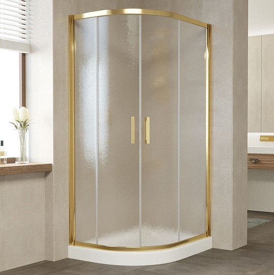 Душевой уголок Vegas Glass ZS-F 90*80 09 02 профиль золото, стекло, стекло шиншилла