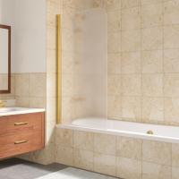 Шторка на ванну Vegas Glass EVux 75 09 10 профиль золото, стекло, стекло сатин