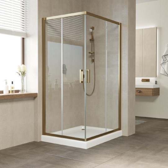 душевой уголок vegas glass za-f 90*80 05 02 профиль бронза, стекло шиншилла