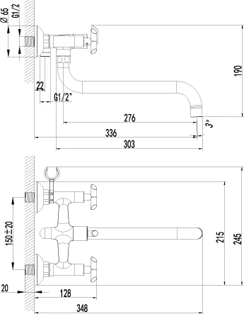 смеситель с длинным изливом для ванны lemark practica lm7551c