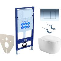Комплект унитаза с инсталляцией Aquatek Set Aquatek Альтаир cm-010 4в1 с сиденьем микролифт и клавишей смыва Хром глянцевый