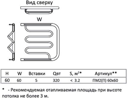 полотенцесушитель водяной тругор пм тип 2п 60x60, 1"