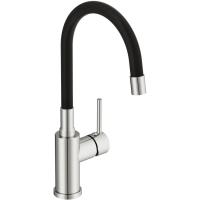 Смеситель для кухни Cersanit Melar A68233 с гибким изливом, хром/черный Смеситель для кухни Cersanit Melar A68233 с гибким изливом, хром/черный