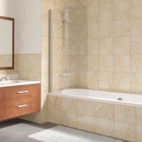 Шторка на ванну Vegas Glass EVux 75 07 01 профиль матовый хром, стекло прозрачное