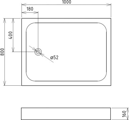 душевой поддон gemy st15t 100×80 см, белый