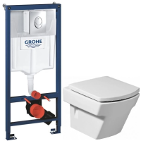 Комплект подвесной унитаз Roca Hall 346627000 + 801622004 + система инсталляции Grohe 38721001
