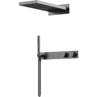 Душевой комплект Sancos Linn SC9023GG 230 мм, с термостатом, вороненая сталь