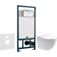 Комплект унитаза Aquatek Европа AQ1900-00 с сиденьем микролифт и инсталляцией WeltWasser WW Marberg 507 10000005949+10000005952 с клавишей смыва Хром глянцевый