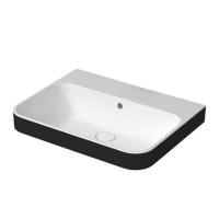 Раковина Duravit Happy D.2 Plus 600х460 мм, без отверстий для смесителя, с переливом, с крепл, выпуск с керам клап, WonderGliss, цв белый/антрацит мат