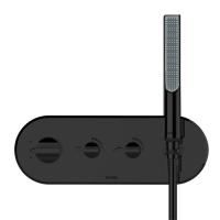 Смеситель термостатический Bossini Apice Z00523.073, на 2 выхода, с ручной душем и шлангом Cromolux 150см, цвет: черный матовый Смеситель термостатический Bossini Apice Z00523.073, на 2 выхода, с ручной душем и шлангом Cromolux 150см, цвет: черный матовый