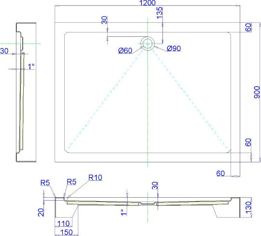 душевой поддон royal bath hp rb9120hp