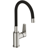 Смеситель для кухни Cersanit Moduo A68231 с гибким изливом, сатин/черный Смеситель для кухни Cersanit Moduo A68231 с гибким изливом, сатин/черный