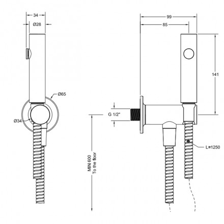 гигиенический душ gessi inciso 58151#149