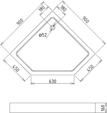 душевой поддон gemy st10t 90×90 см, белый