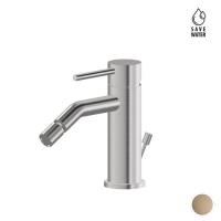 Смеситель Newform X-STEEL 316 69623X.59.098 для биде на 1 отв., с донный клапаном, излив 13.4 см., PVD Brushed pale gold