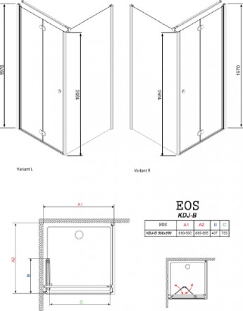 душевой уголок radaway eos kdj-b 90 интимато l