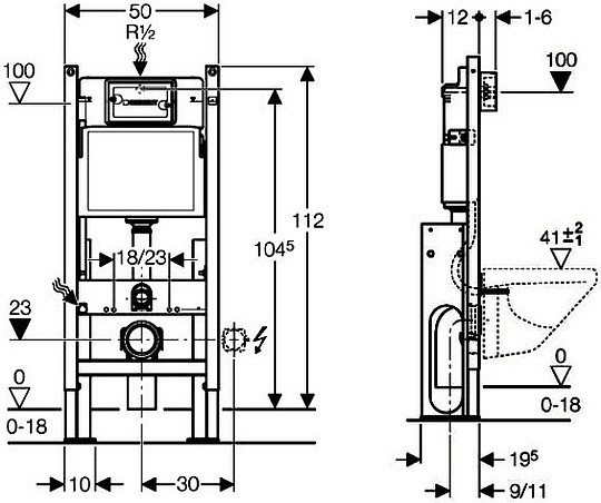 система инсталляции для унитазов geberit duofix up100 457.570.00.1