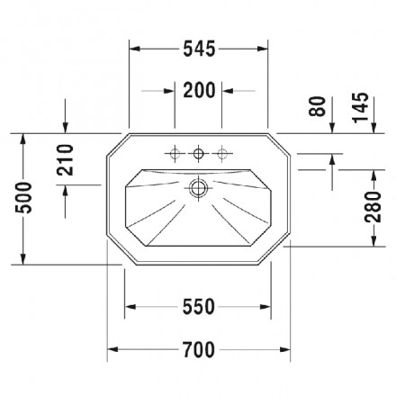 раковина встраиваемая duravit 1930 0438600030 70х50 см, белая