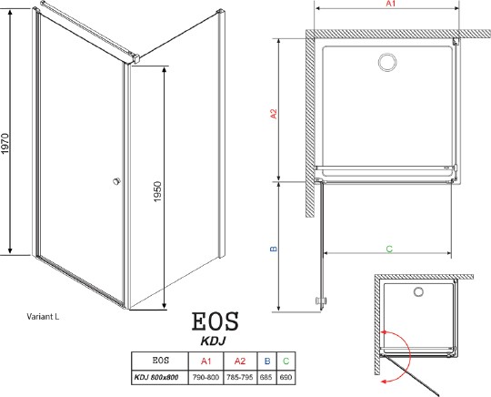 душевой уголок radaway eos kdj 80 интимато l