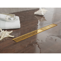 Душевой трап (лоток) Plumberia Selection Linear PSL60OR 60 см, с решеткой, 2 в 1 под плитку, золотой