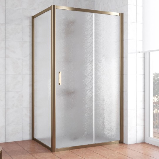 душевой уголок vegas glass zp+zpv 100*80 05 02 профиль бронза, стекло шиншилла