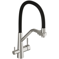 Смеситель для кухни Cersanit Vivo A64837 с подключением к фильтру, гибким изливом, сатин/черный Смеситель для кухни Cersanit Vivo A64837 с подключением к фильтру, гибким изливом, сатин/черный