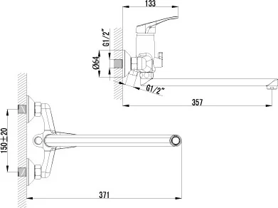смеситель с длинным изливом для ванны lemark omega lm3151c