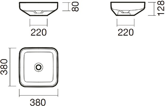 раковина накладная 38 см sanitana arena s10009050400000