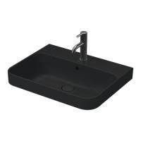 Раковина Duravit Happy D.2 Plus 600х460мм с переливом, с 1м отв. под смеситель, выпуск с керам. покрытием, антрацит с покрытием WonderGliss