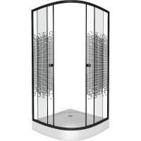 Душевой уголок Niagara Eco 80×80 NG-003-14 Black профиль черный, стекло с рисунком