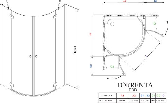 душевой уголок radaway torrenta pdd 80×80 прозрачное