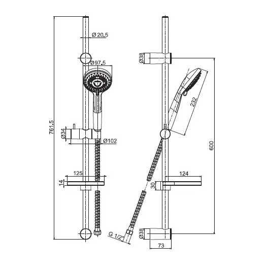 душевой гарнитур fima carlo frattini sliding rail f2297ncr хром