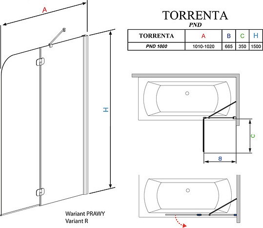 шторка для ванны radaway torrenta pnd 101 r прозрачное