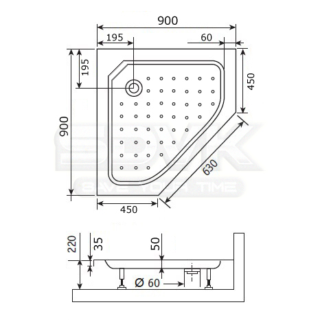 душевой поддон rgw acrylic style-tr 90×90 16180599-11 белый