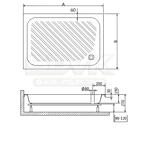 душевой поддон rgw acrylic b/cl-s 100×80 16180280-51 белый