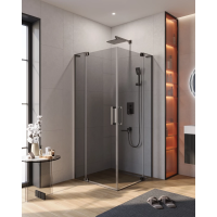 Душевой уголок Cezares Slider SLIDER-A-2-80/90-GRIGIO-GM 80-90x80-90 см, профиль оружейная сталь матовый, стекло графитовое