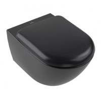 Унитаз подвесной Villeroy&Boch Antao 4674T0R7 без сиденья, безободковый, CeramicPlus, TwistFlush, цвет Pure Black